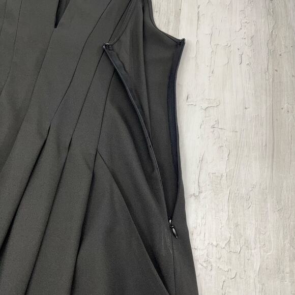 De Philo Black Sleeveless V Neck Flowy Pockets Basic Fairy Goth Witchy Dress - Picture 5 of 10